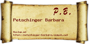 Petschinger Barbara névjegykártya
